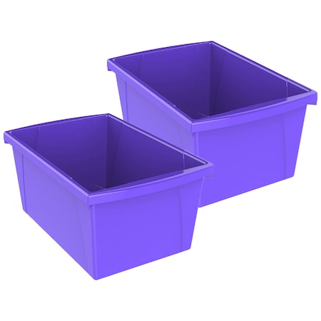 Storex Storage Bin, Plastic, Purple, 2 PK 61486U06C